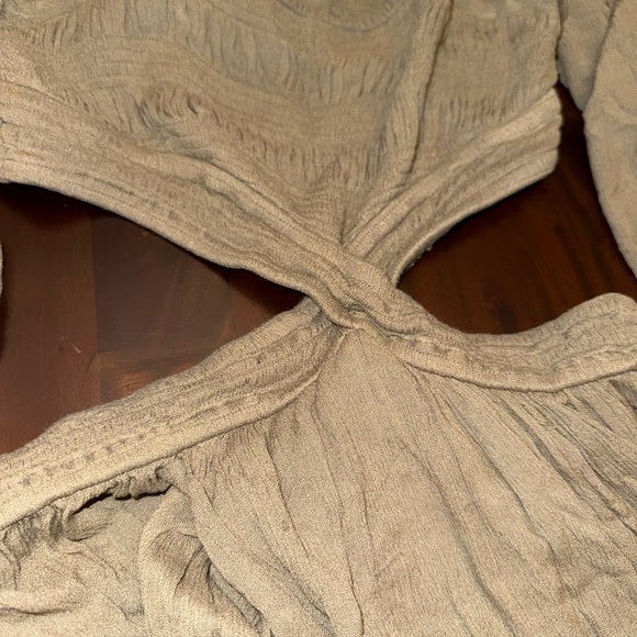 Free People Cross My Heart Cutout Maxi Dress taupe balloon sleeve side cut outs - Picture 10 of 14